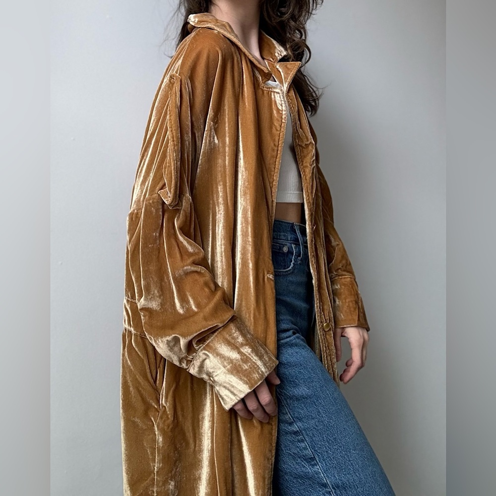 Gold Velvet Duster Coat